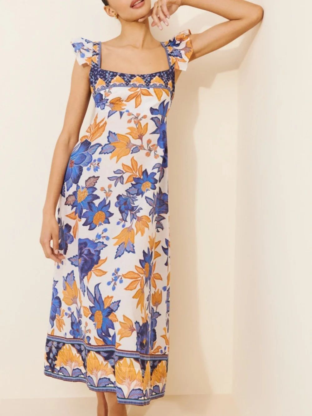 Farm Rio Scoop Neck Ruffle Midi Dress
AC19